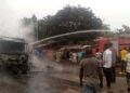 BREAKING: IPOB sit-at-home enforcers burn Trailer loaded with Goods in Enugu [PICTURES]