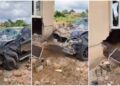 Car wash Man Crashes Client Benz In Edo While Using It To Buy Soap [VIDEO]