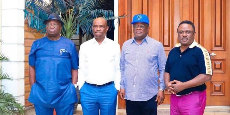 BREAKING: Umahi, Ayade, Ikpeazu meets Wike In Rivers [PHOTO]