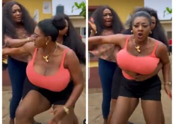 Reactions As Popular Actress Destiny Etiko Fights Dirty With Colleague Sarraphina On Set [PHOTOS+VIDEO]