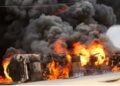 JUST IN: Bus Conveying Stranded Nigerians From Sudan Catches Fire