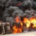 JUST IN: Bus Conveying Stranded Nigerians From Sudan Catches Fire