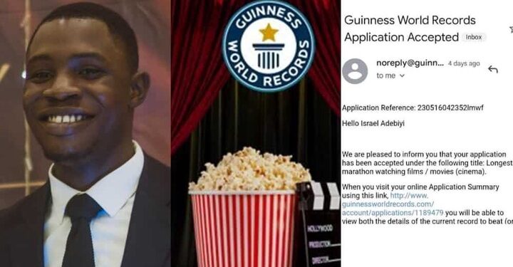 Guinness World Record Approves As Nigeria Man Applies To Watch Film For Over 121 Hours, Says “I’ll Break Record”