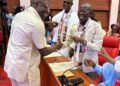 Edo Dep. Gov Shaibu Shuns Obaseki’s Swearing-in Of New Commissioners, Parties With Oshiomhole In Abuja [PHOTOS + VIDEO]