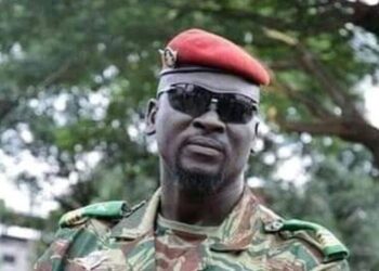 See Viral Video Of Interim President Of Guinea, Mamady Doumbouya Walking Down A Street With His Security Details