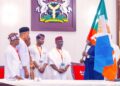 Edo 2024: President Tinubu presents APC flag to Okpebholo, Idahosa [PHOTOS]