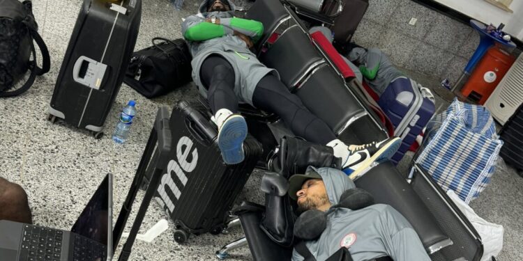 See Photos Of Super Eagles Stars Stranded At Al Abaq Airport In Libya