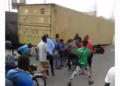 Driver Miraculously Escapes Death As 40ft Container Falls On Car In Lagos [VIDEO]